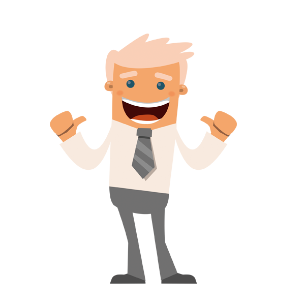 Cheerful Cartoon Businessman in Striped Tie