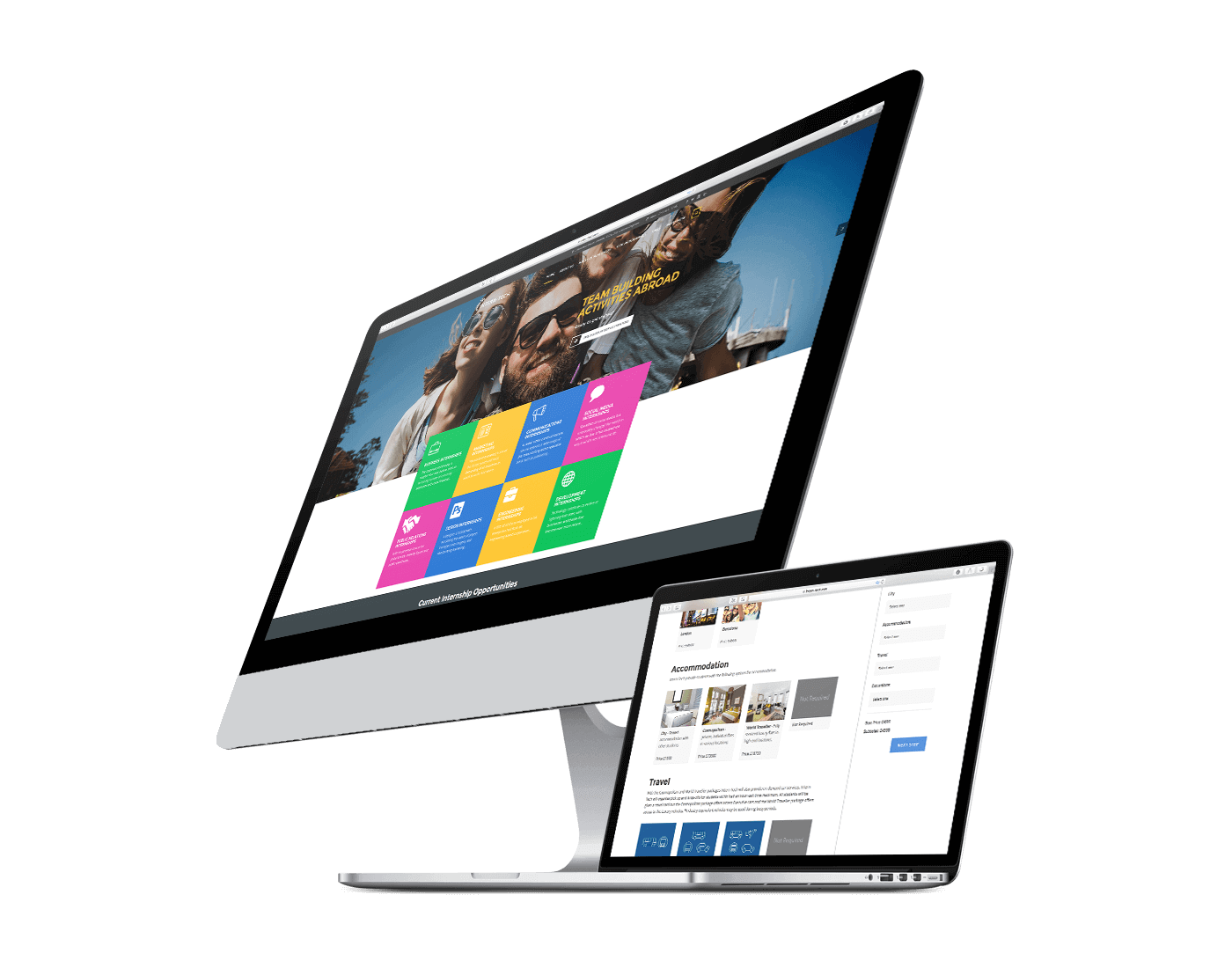 Desktop Monitor and Laptop Mockup, Travel Website