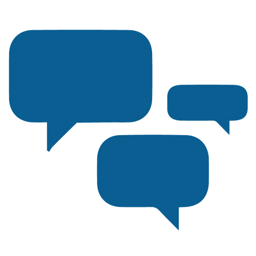 Three Overlapping Blue Speech Bubbles Icon