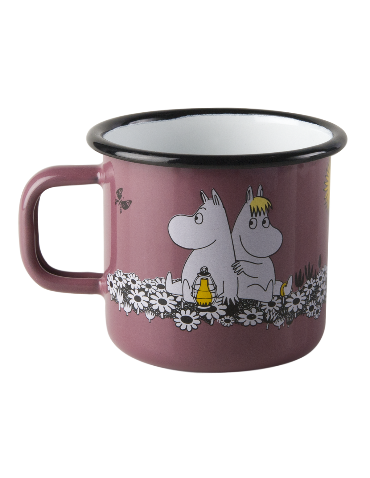 Mauve Enamel Moomin Mug with Daisies