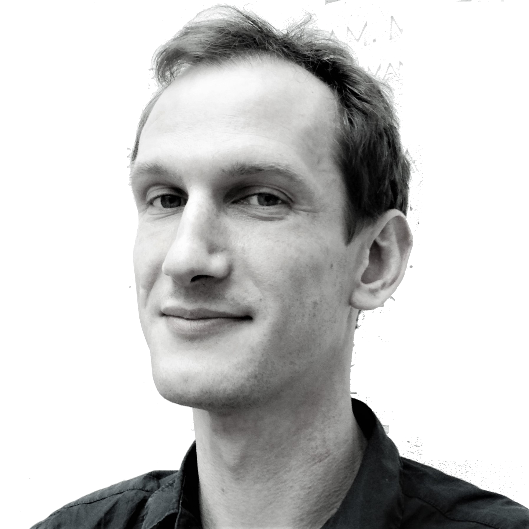 Black and White Portrait of Smiling Man