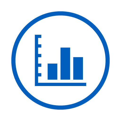 Blue Bar Chart Icon in Circle