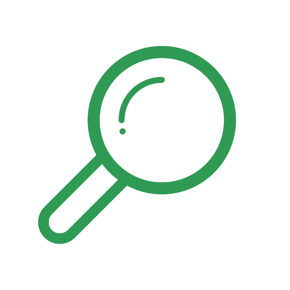 Green Outlined Magnifying Glass Icon