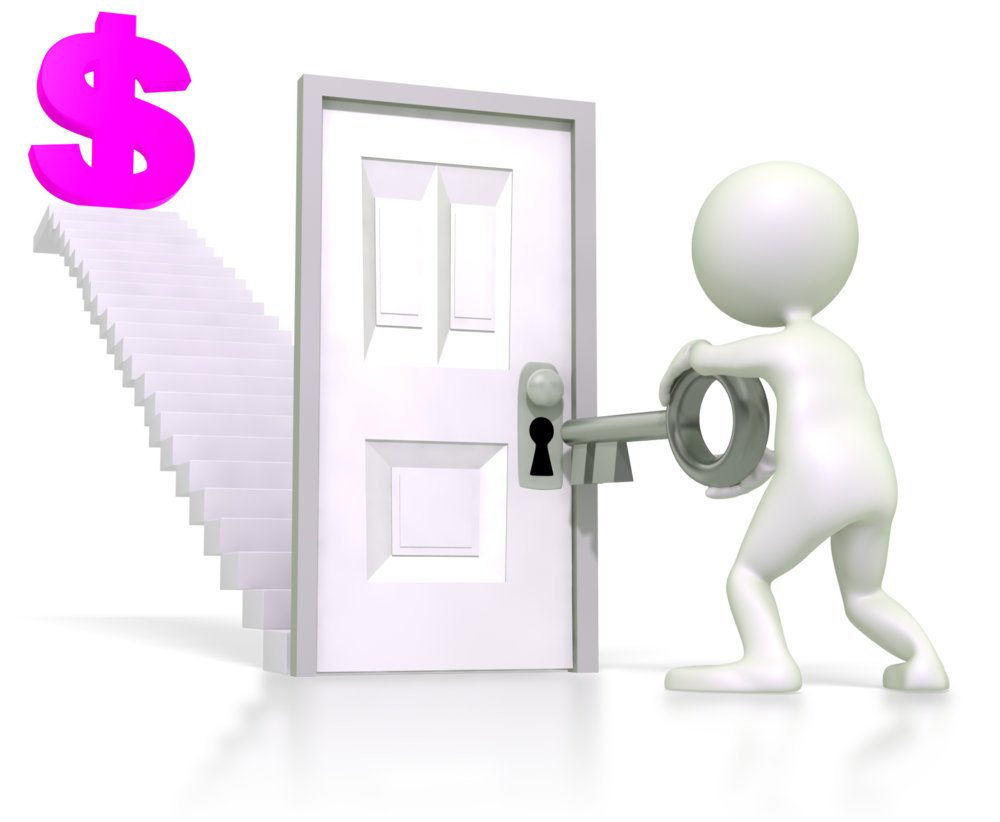 3D White Figure Turning Silver Key