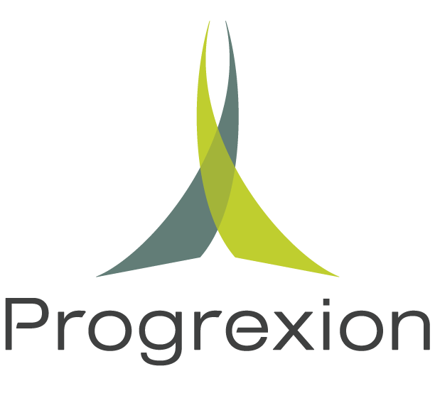 Progrexion Logo Overlapping Sage Green Lime Shapes