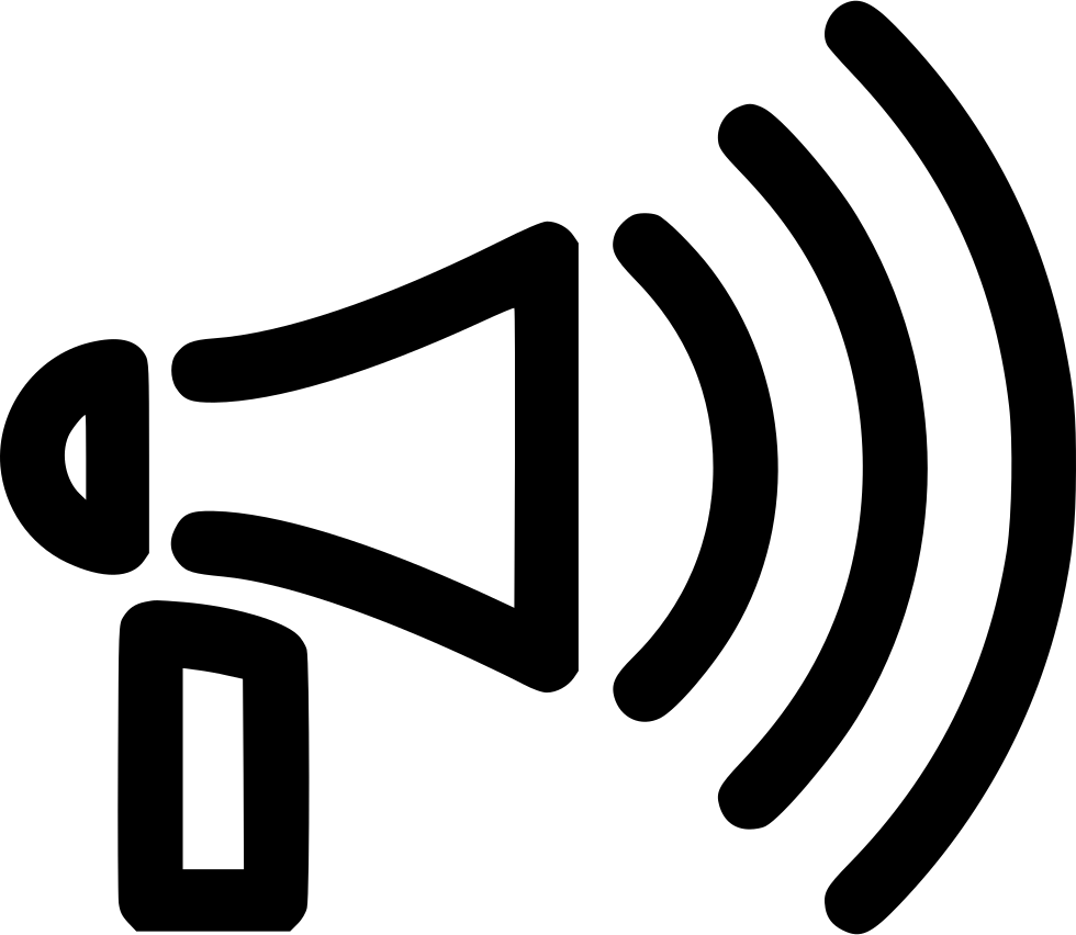 Black Megaphone Icon with Sound Waves