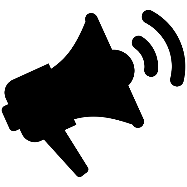 Black Megaphone Icon with Sound Waves