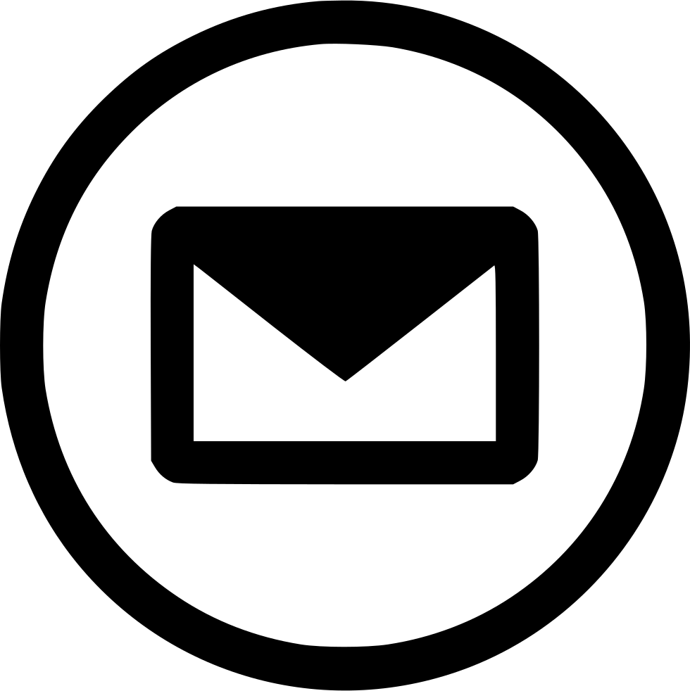 Black Envelope Icon in Thick Circle