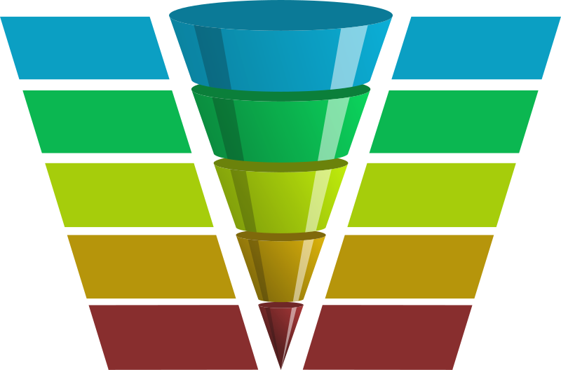 Five-Tier Sales Funnel in Blue to Red