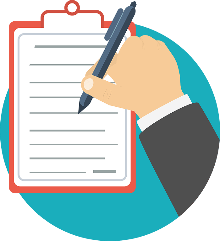 Flat Hand Writing on Red Clipboard
