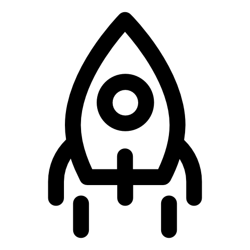 Black Outline Rocket Icon with Porthole