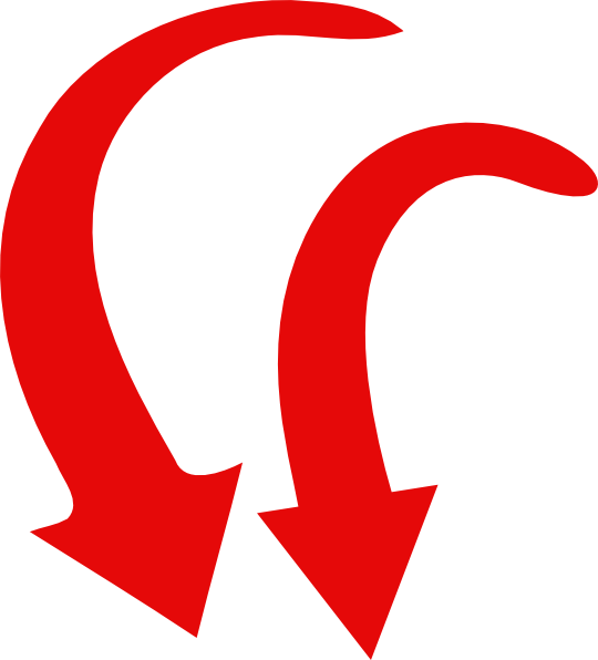 Bold Red Curved Downward Arrows