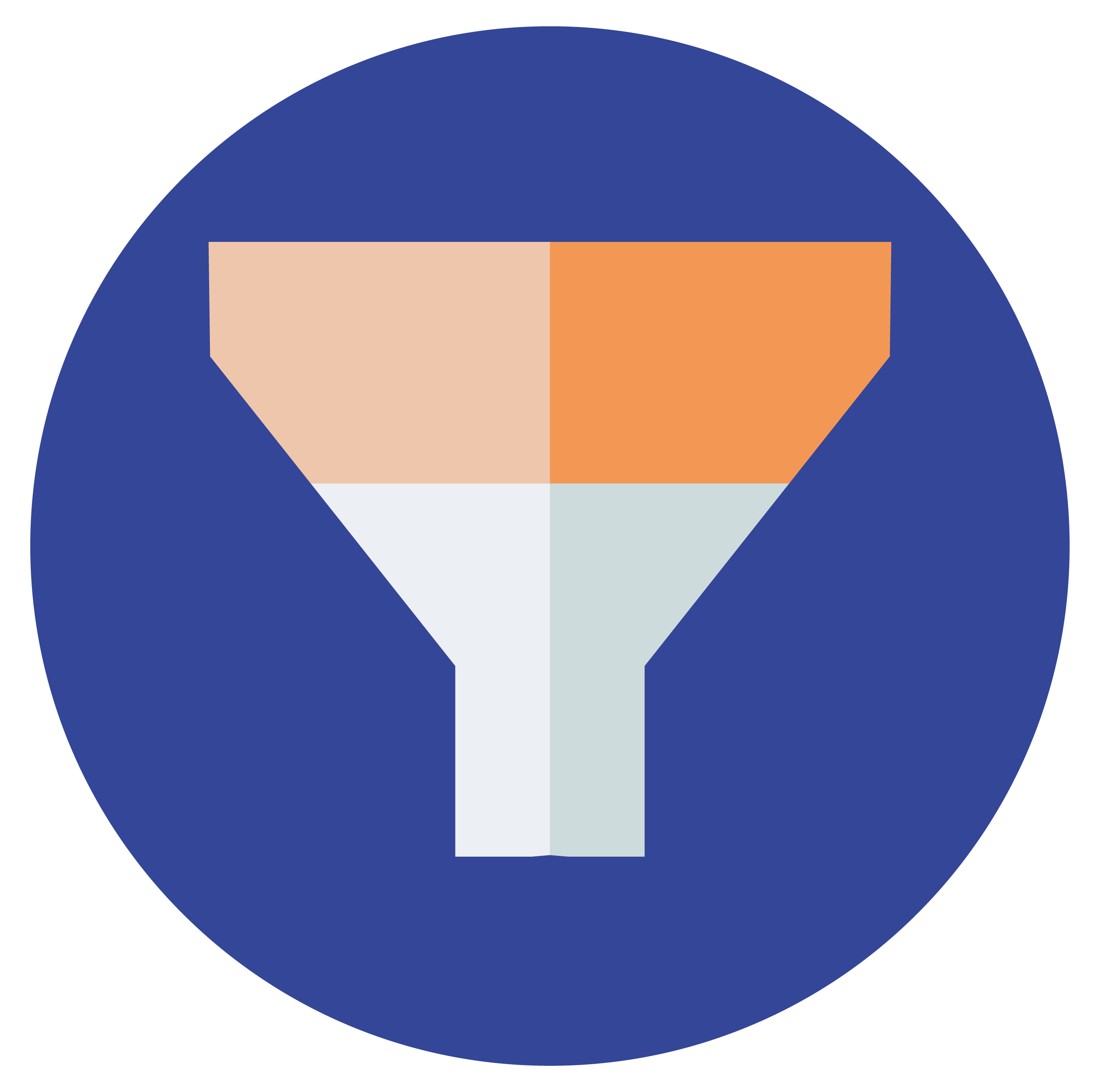 Flat Funnel Icon in Peach and Orange