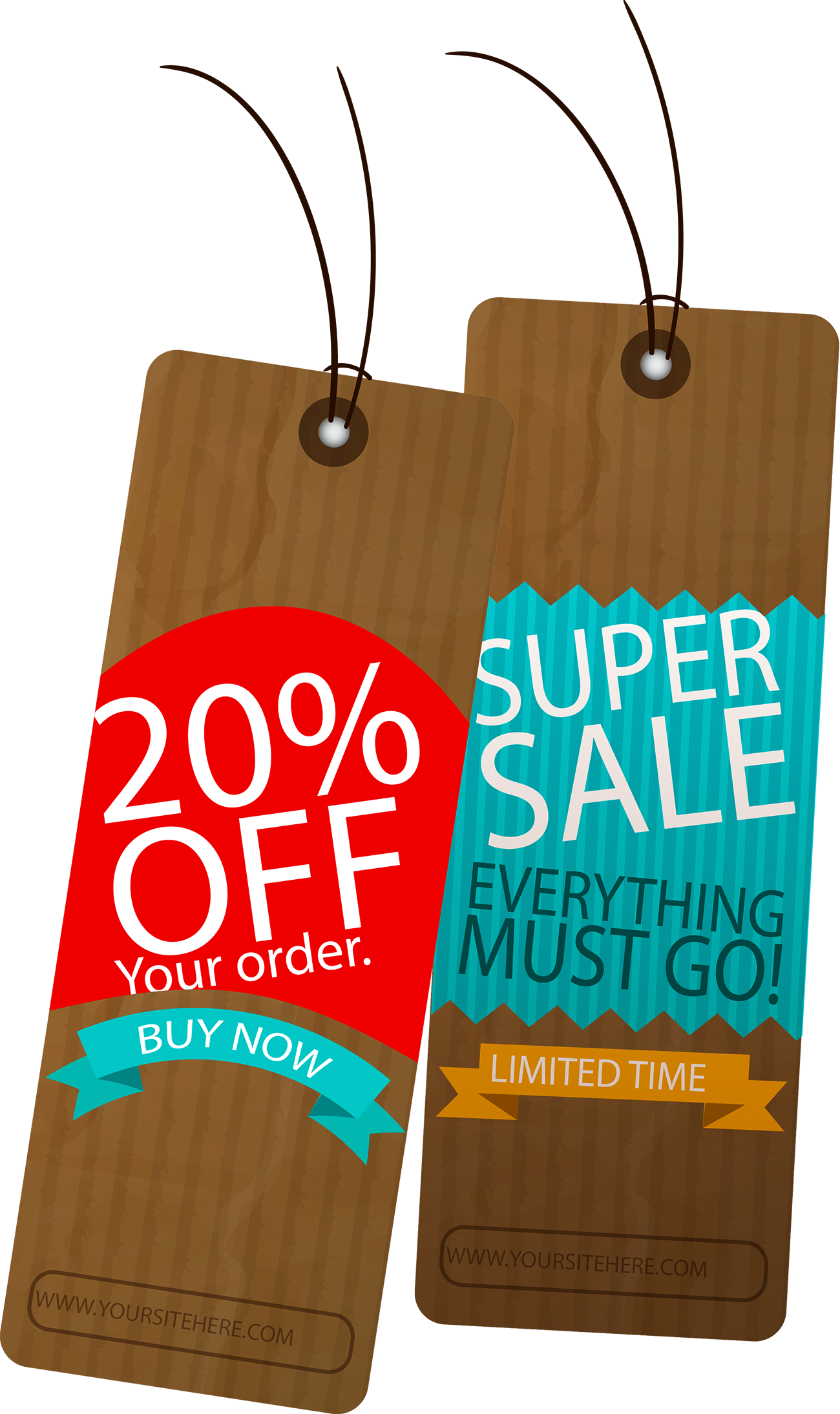 Wooden Sale Tags Red 20% Off Teal