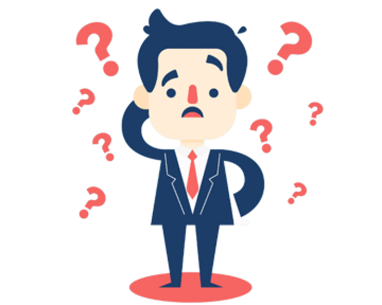 Confused Businessman Scratching Head with Question Marks