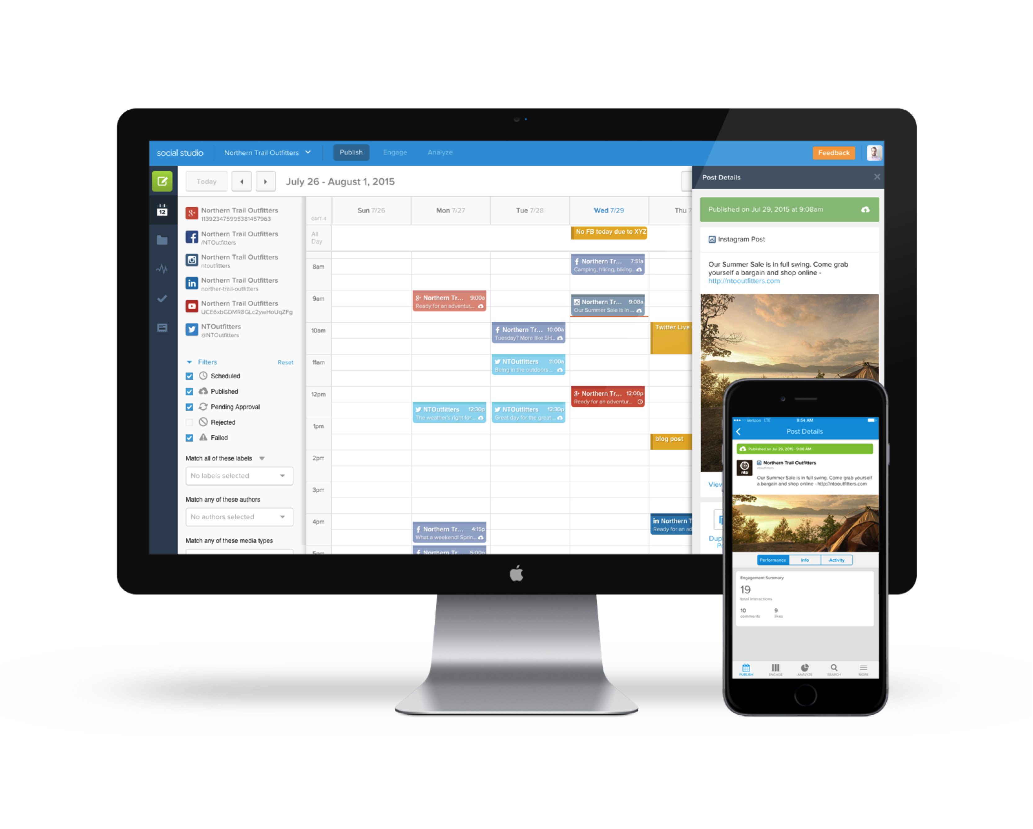 Social Media Scheduling Dashboard on Desktop and Phone