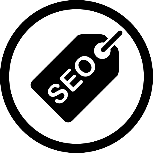 Black SEO Price Tag Icon in Circle
