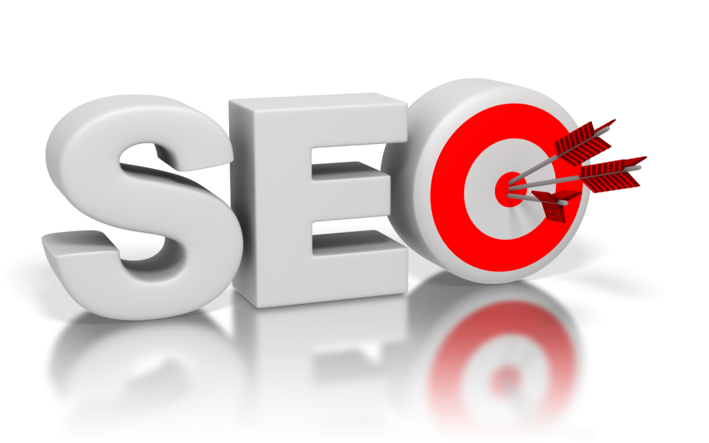 Glossy Grey 3D SEO Letters with Red Target