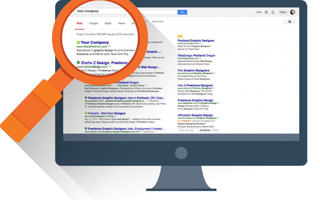 Magnifying Glass over Search Results Monitor