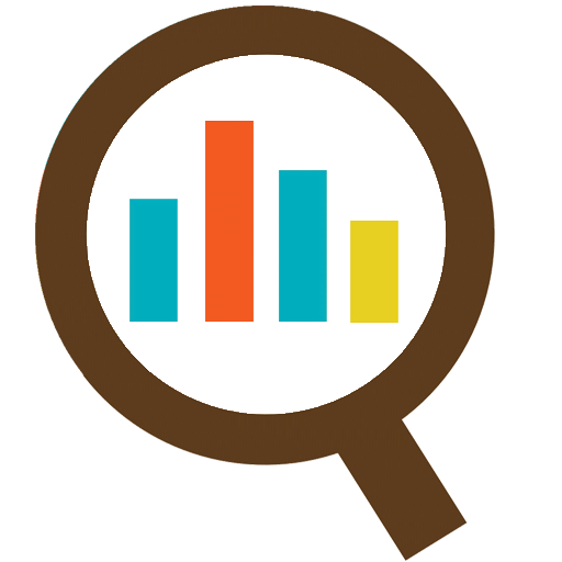 Magnifying Glass over Colorful Bar Chart