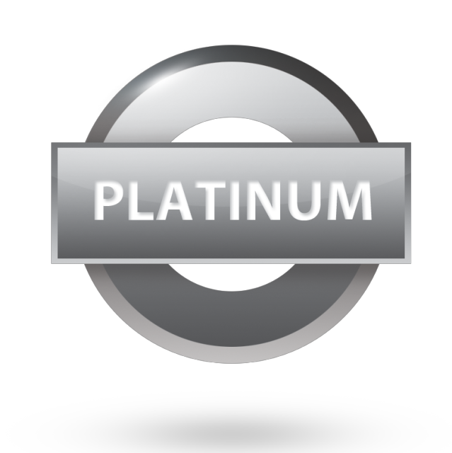 Glossy Silver Platinum Badge with White Lettering