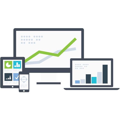 Flat Analytics Dashboard with Green Growth Charts