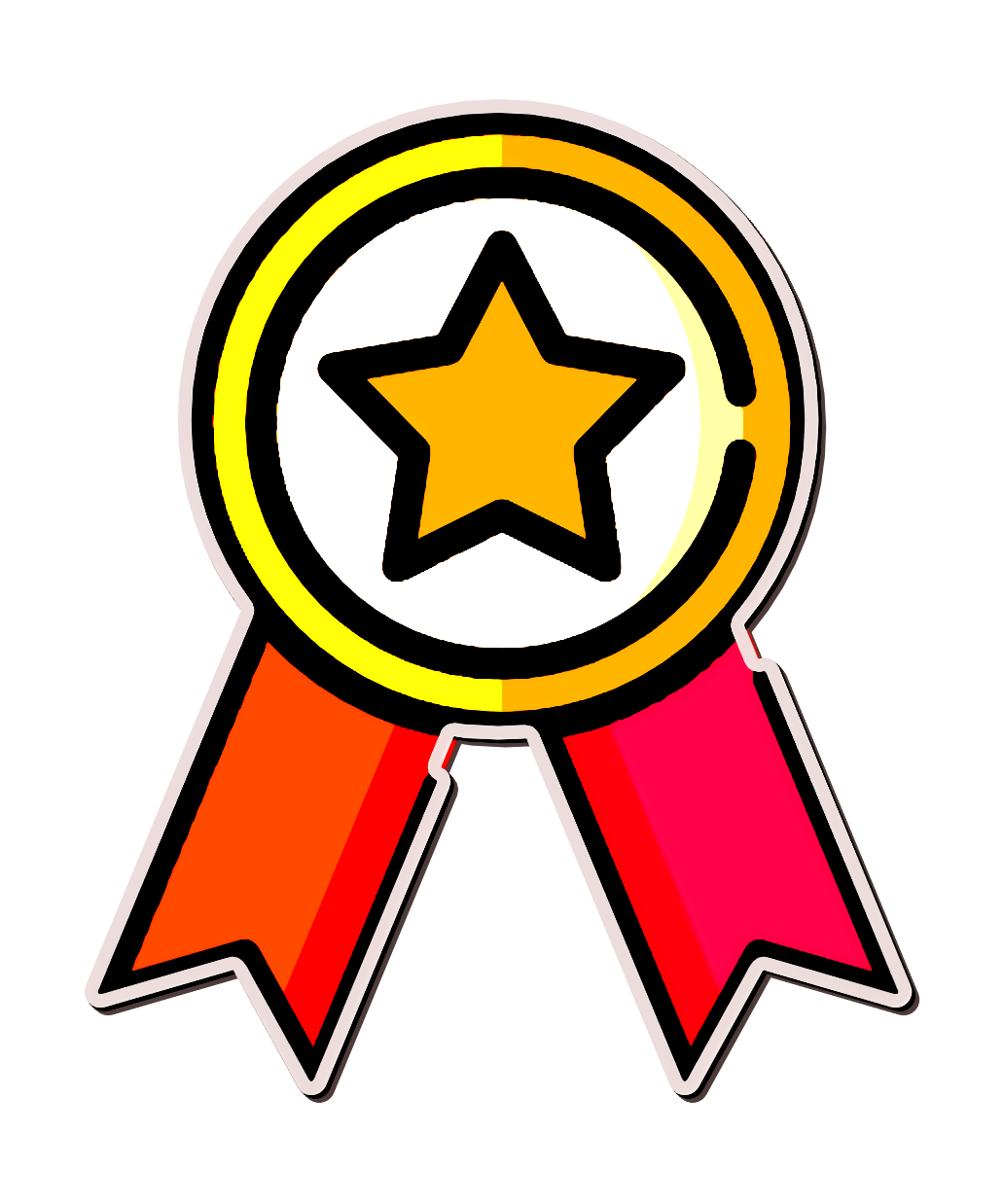 Gold Star Medal with Red Ribbons