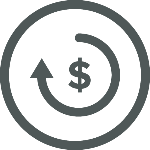 Dark Grey Dollar Sign Circular Arrow Icon