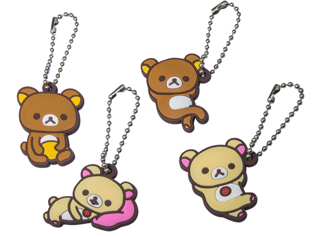 Four Rubber Bear Keychains on Ball Chains