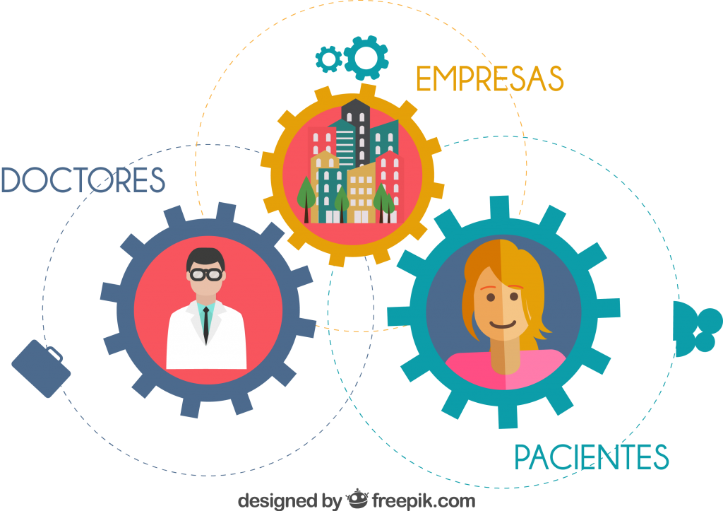 Three Interlocking Gears Flat Healthcare Diagram