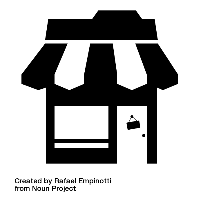 Black Storefront Icon with Scalloped Awning