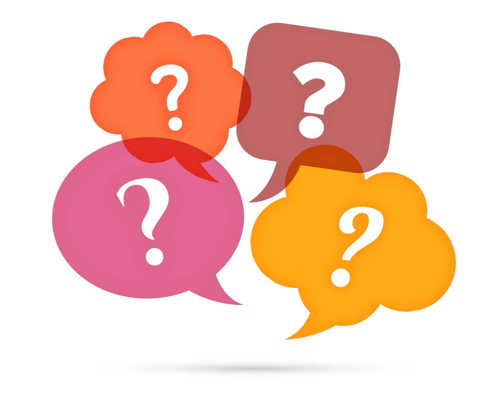 Overlapping Speech Bubbles with White Question Marks