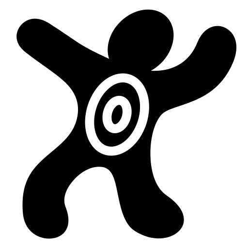 Black Silhouette Figure with Bullseye Target