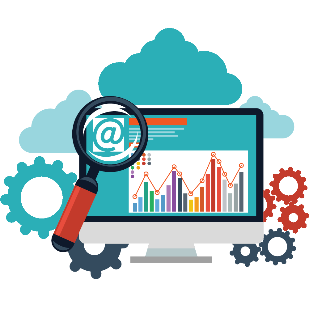 Flat Monitor with Colorful Analytics Chart