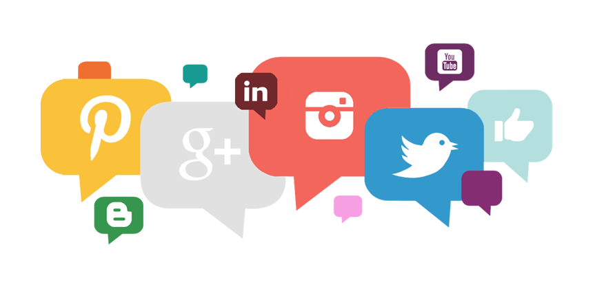 Colorful Speech Bubble Social Media Icons