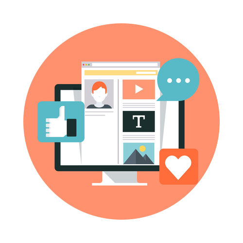 Flat Monitor with Social Media Icons