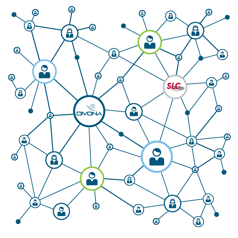 Teal Network Diagram with Person Icons