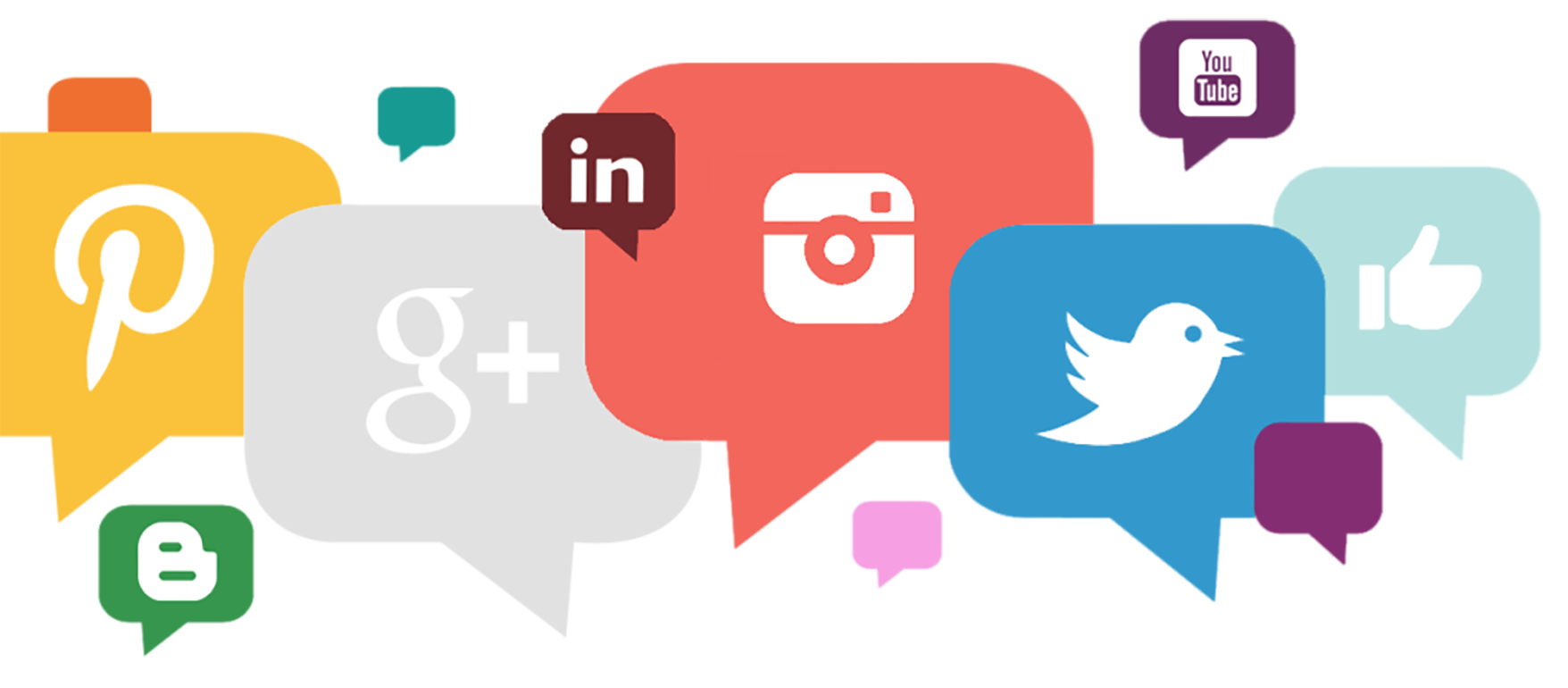 Colorful Speech Bubble Social Media Icons