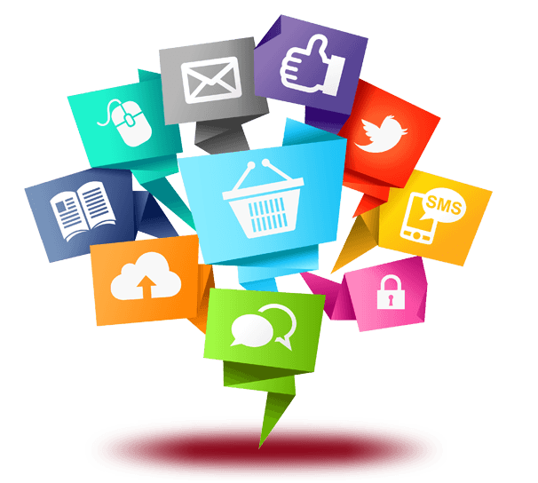 Colorful Folded Paper Social Media Icons