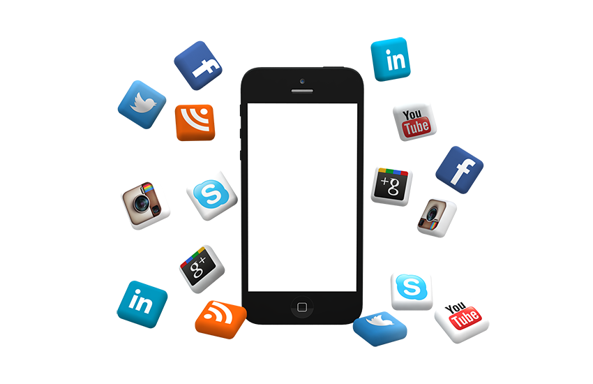 Smartphone with Floating 3D Social Media Icons