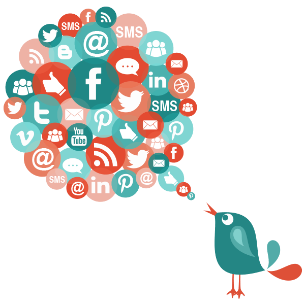 Teal Bird Releasing Social Media Icon Cloud