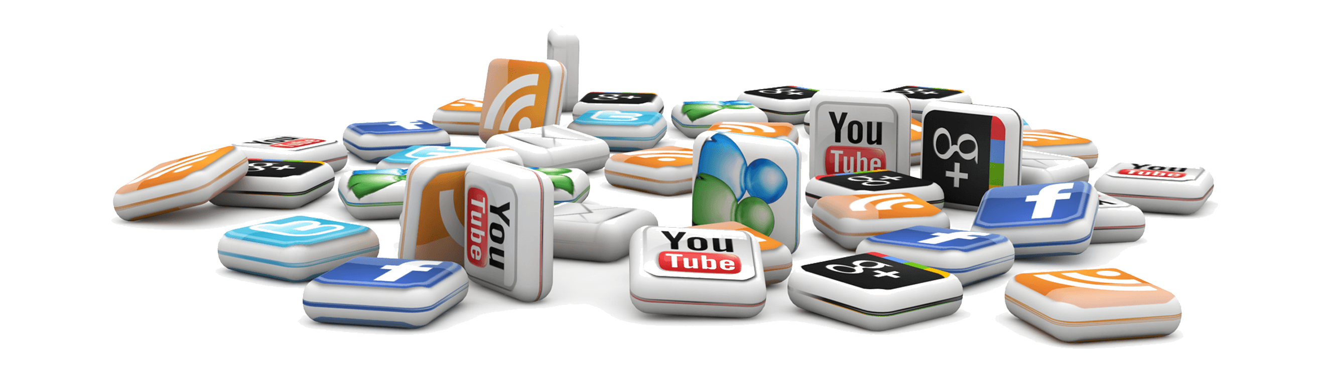 3D Social Media App Icons Pile