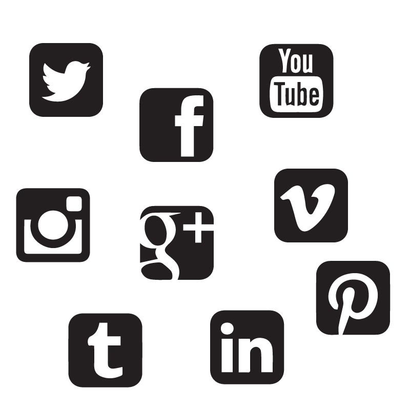 Black Rounded Social Media Icon Set