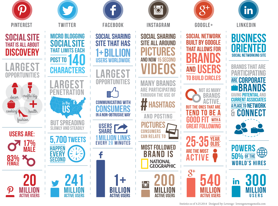Social Media Platform Comparison Infographic Colorful Icons