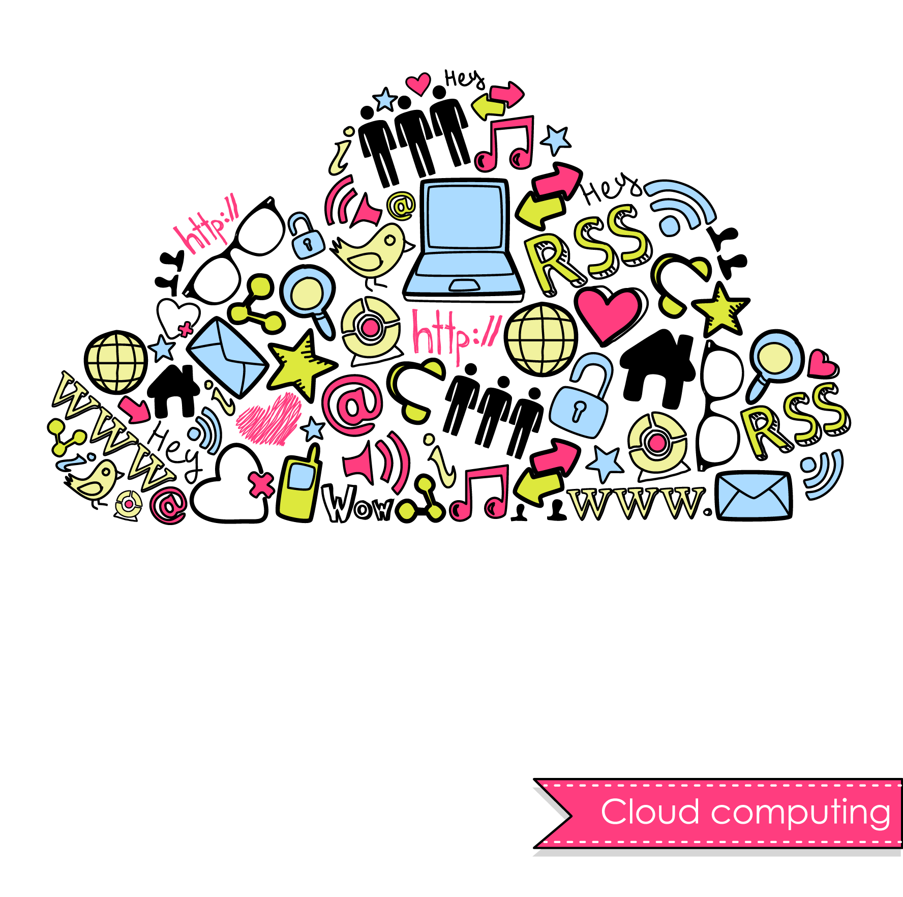 social media marketing millennials concept vector cloud information material
