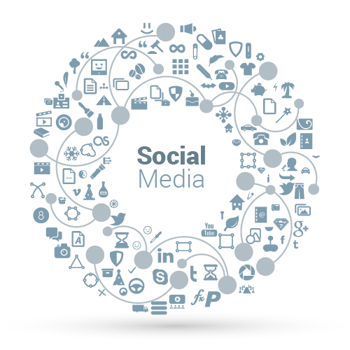 Circular Grey-Blue Social Media Icon Ring