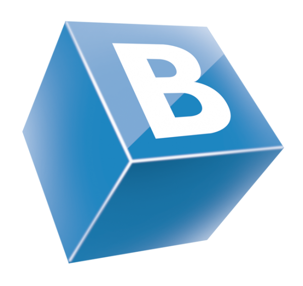 Glossy Blue 3D Cube with White Letter B