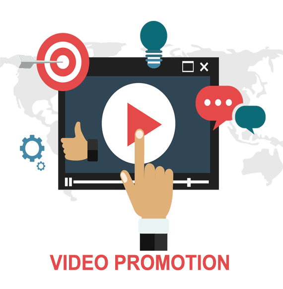 Flat Video Promotion Icons with Play Button