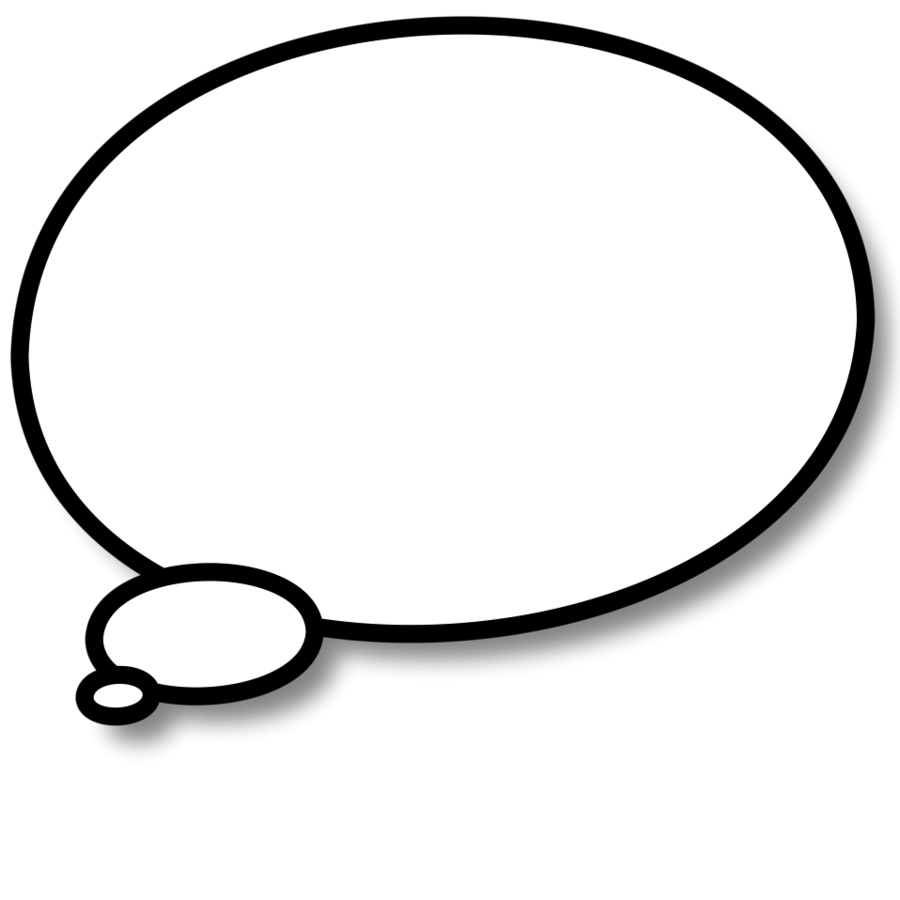 Outlined Thought Bubble with Trailing Circles