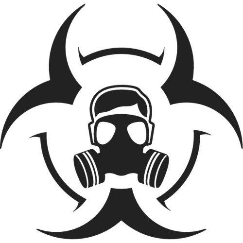 Black Biohazard Symbol with Gas Mask